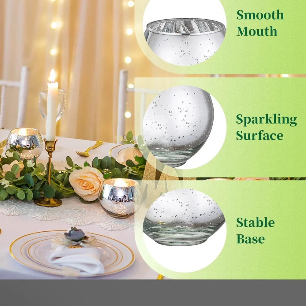 NWT 6pcs Small Silver Bling  Round Vases for‎ Centerpieces